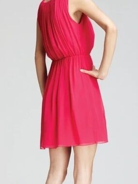 Alice + Olivia Hot Pink Pleated Sleeveless Dress
